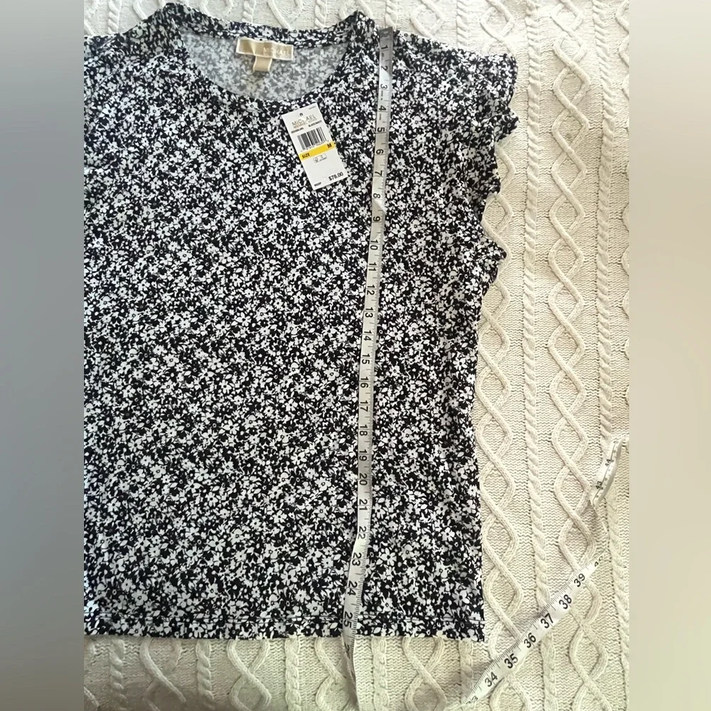 NEW! MICHAEL Michael Kors Floral Black and White Women's Blouse Size Medium - Picture 8 of 10